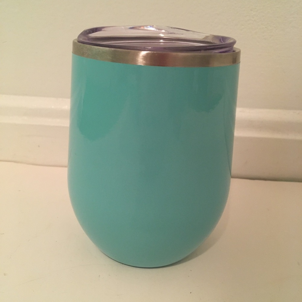 12 oz maars double wall 18/8 stainless steel tumbler wine turquoise blue